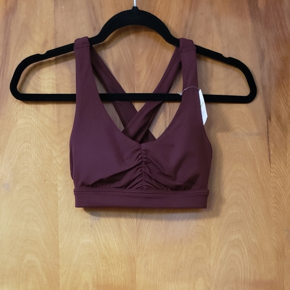 Nwt OFFLINE By Aerie Real Me Ruched Sports Bra, Royal Berry - Picture 4 of 7